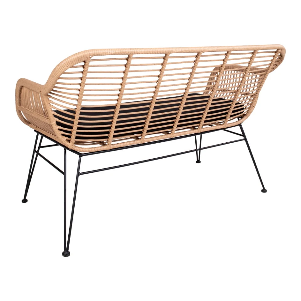 Trieste Sofa - Sofa in poliratan s jastukom, prirodna s crne noge