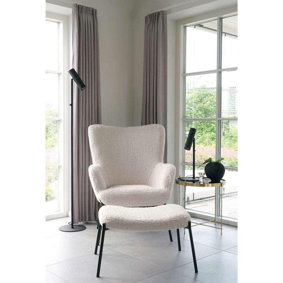 Glasgow Chair - Chair, artificial lambskin, bijela, crne noge HN1090