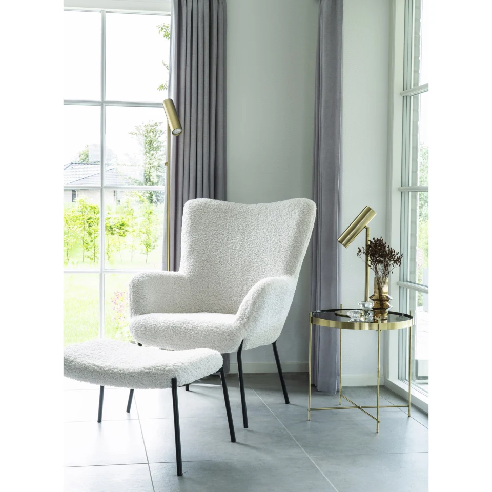 Glasgow Chair - Chair, artificial lambskin, bijela, crne noge HN1090