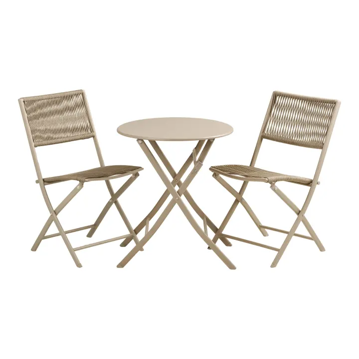 Arcas Bistro set - Bistro set, 2 stolice i 1 table, poliester/čelik, taupe