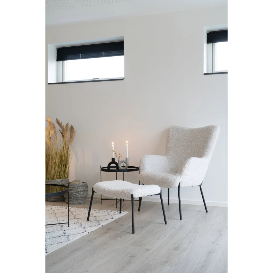 Glasgow Chair - Chair, artificial lambskin, bijela, crne noge HN1090
