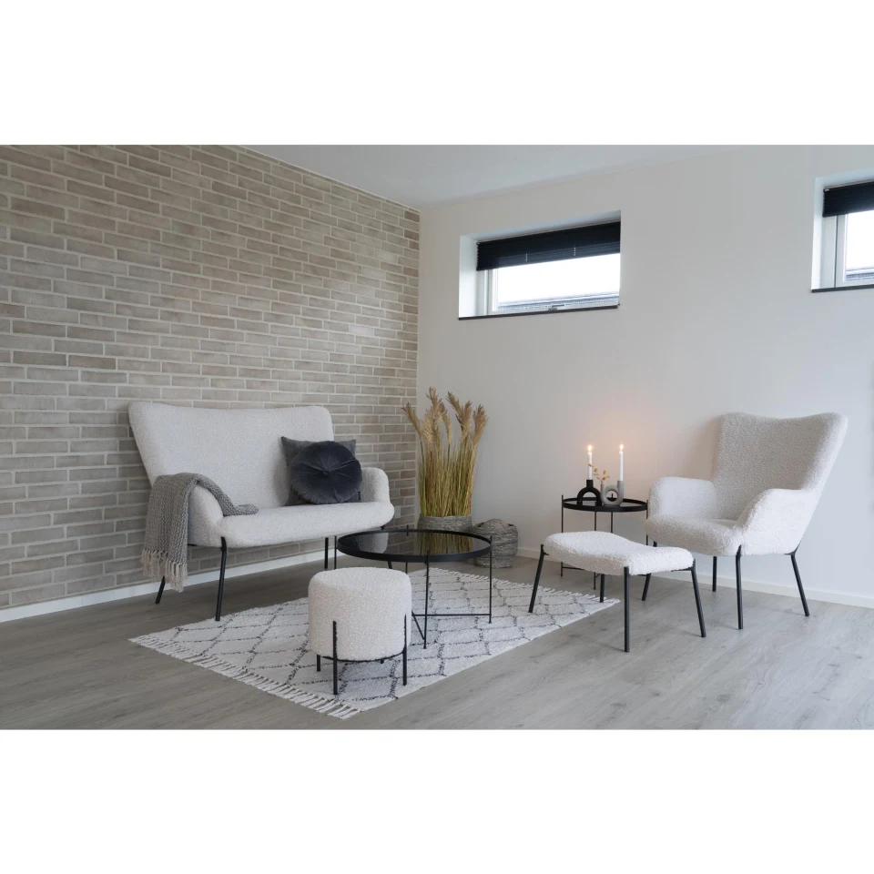 Glasgow Chair - Chair, artificial lambskin, bijela, crne noge HN1090