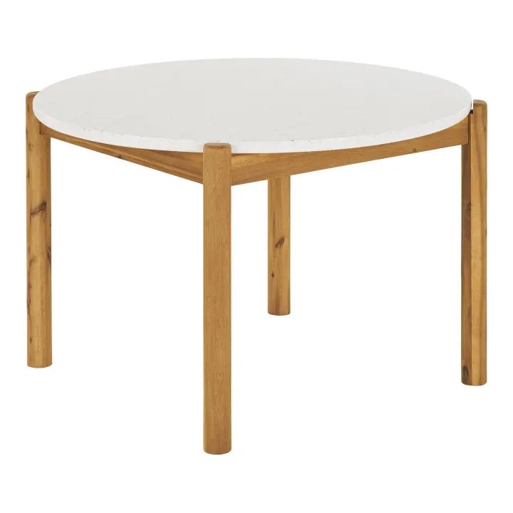 Terracina Blagovaonski stol - Blagovaonski stol, akacija/teraco, bijela/prirodna, ø120x76 cm