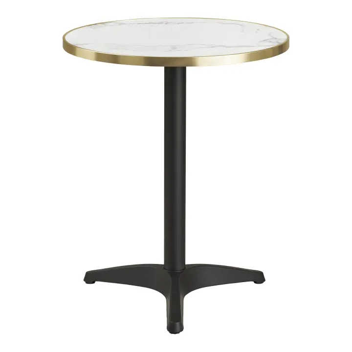 Bistro stol - Bistro stol, izgled mramora, bijela s golden edge, crne noge, aluminij ø60x73 cm