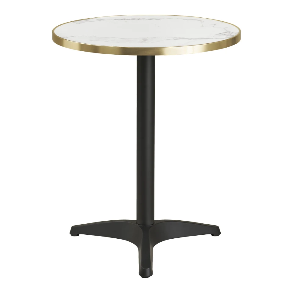 Bistro stol - Bistro stol, izgled mramora, bijela s golden edge, crne noge, aluminij ø60x73 cm