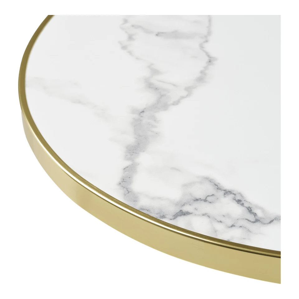 Bistro stol - Bistro stol, izgled mramora, bijela s golden edge, crne noge, aluminij ø60x73 cm