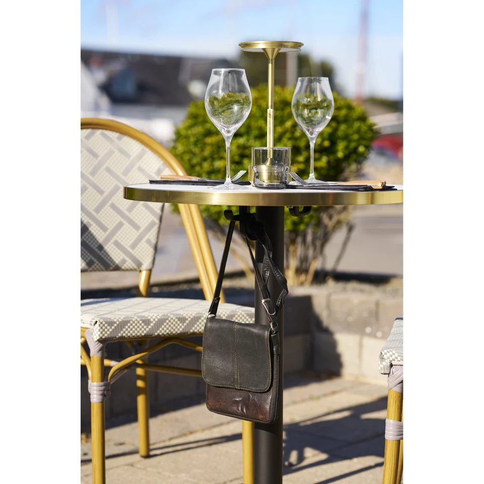 Bistro stol - Bistro stol, izgled mramora, bijela s golden edge, crne noge, aluminij ø60x73 cm