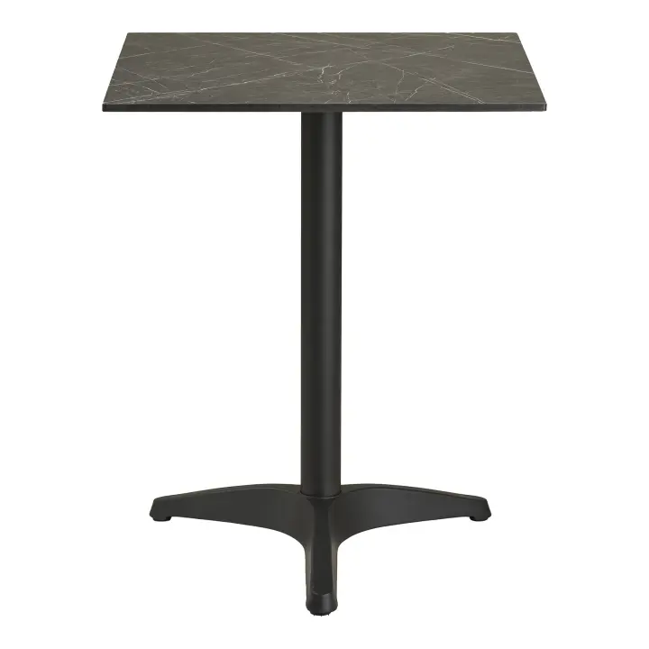 Bistro stol - Bistro stol, izgled mramora, tamnosiva, crne noge, aluminij 60x60x73 cm