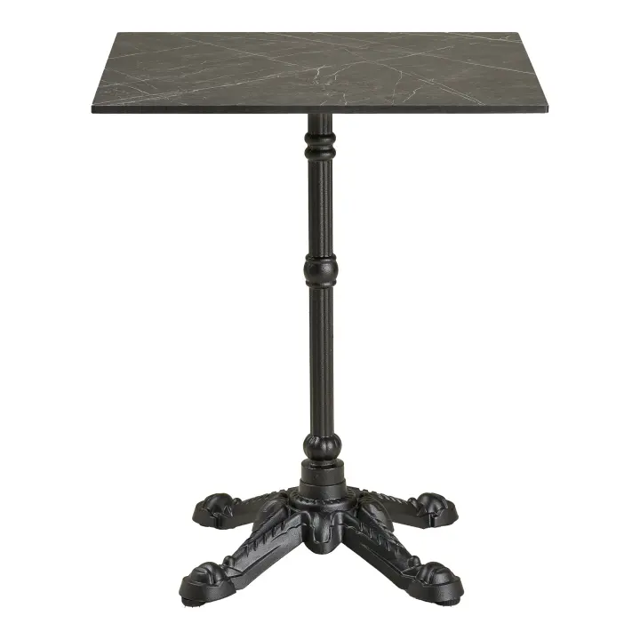Bistro stol - Bistro stol, izgled mramora, tamnosiva, crne noge, lijevano željezo 60x60x73 cm