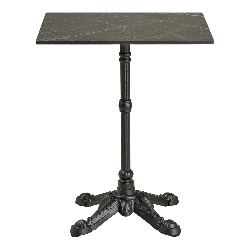 Bistro stol - Bistro stol, izgled mramora, tamnosiva, crne noge, lijevano željezo 60x60x73 cm