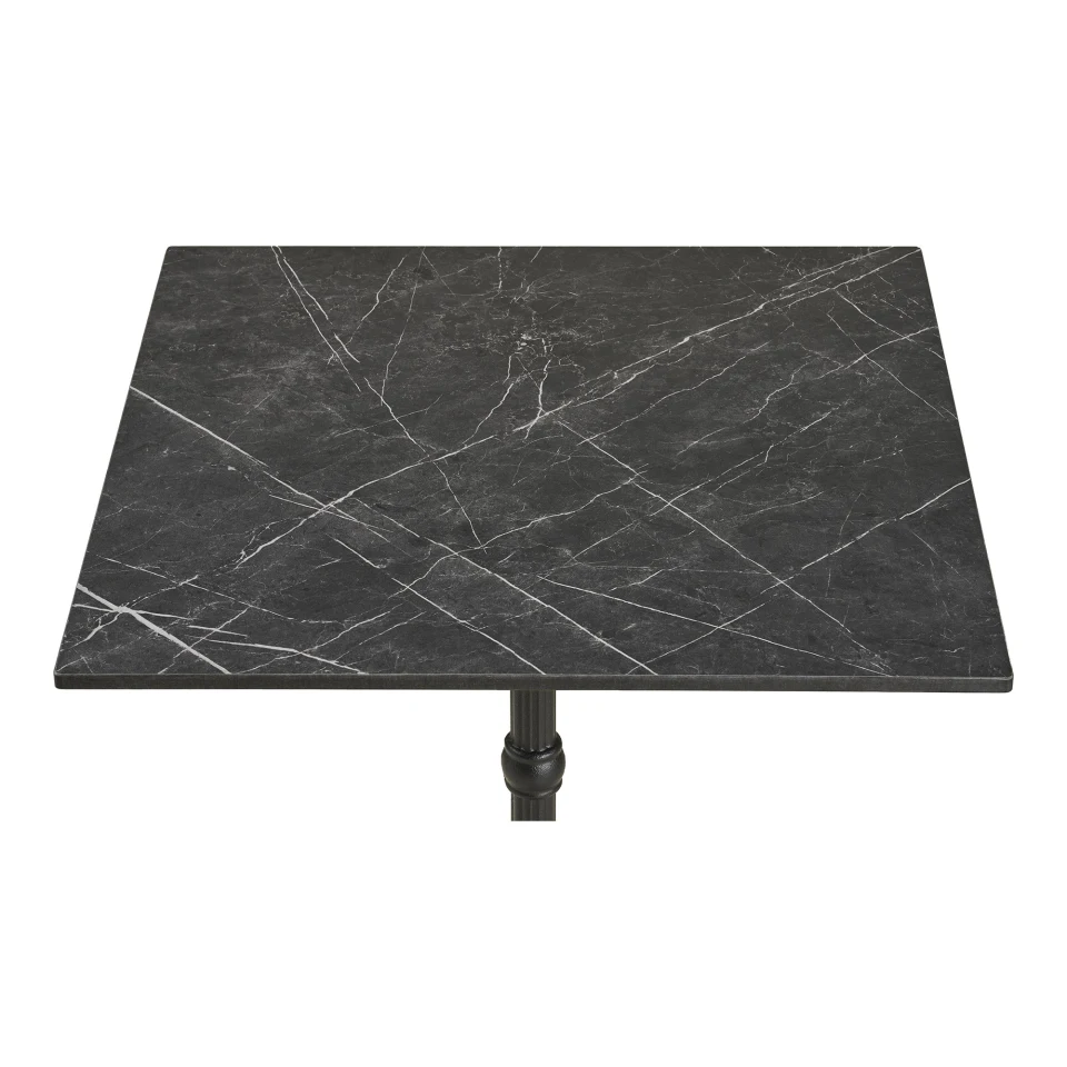 Bistro stol - Bistro stol, izgled mramora, tamnosiva, crne noge, lijevano željezo 60x60x73 cm