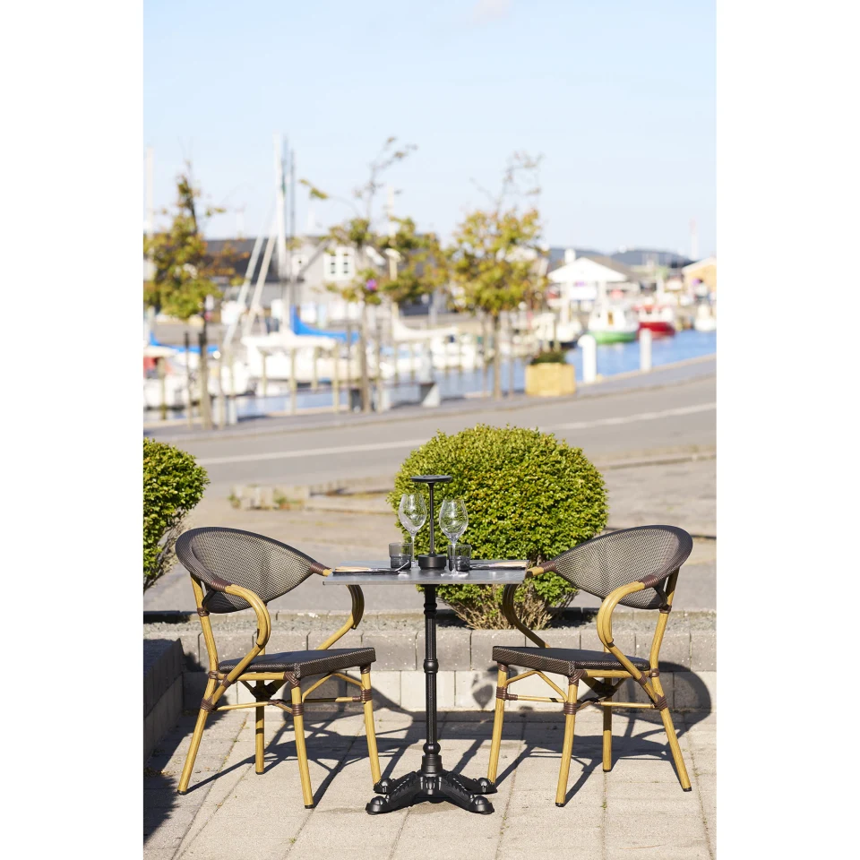 Bistro stol - Bistro stol, izgled mramora, tamnosiva, crne noge, lijevano željezo 60x60x73 cm