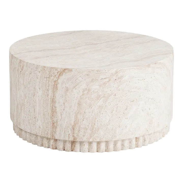 Bonn Klupski stolić - Klupski stolić, fluted base, fiberclay, prirodna ø75x37 cm
