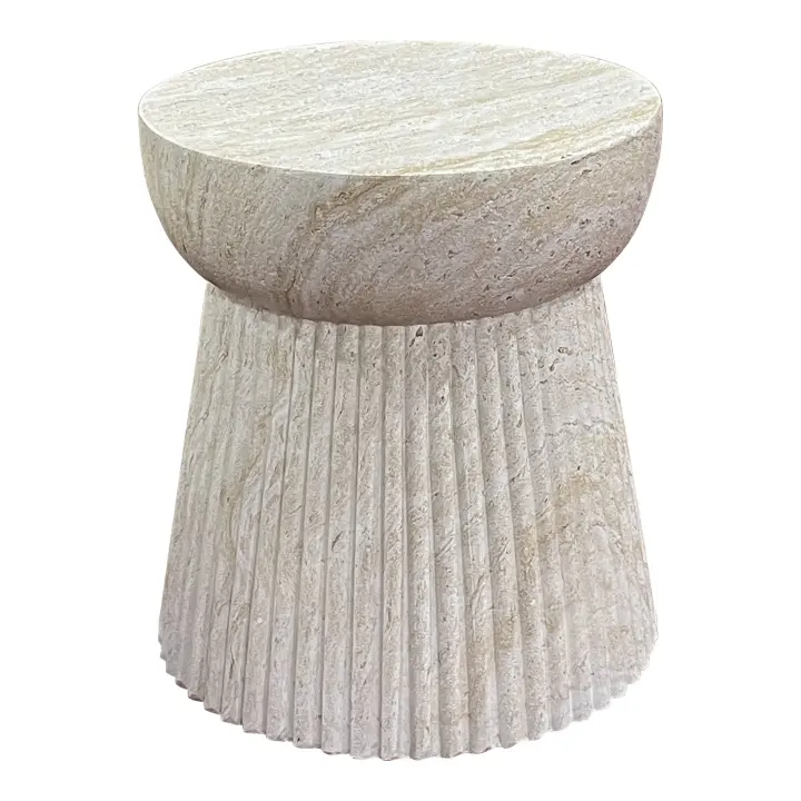 Bonn Pomoćni stolić - Pomoćni stolić, fiberclay s fluted structure, prirodna ø37x43 cm