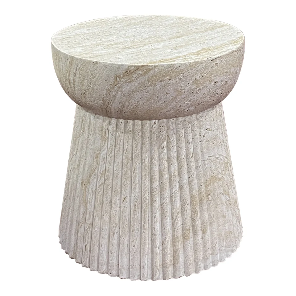 Bonn Pomoćni stolić - Pomoćni stolić, fiberclay s fluted structure, prirodna ø37x43 cm