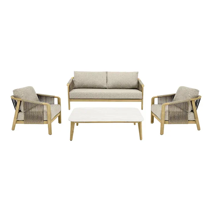 Fargo Lounge set - Lounge set, aluminij, taupe / drvo look, uklj. jastuke