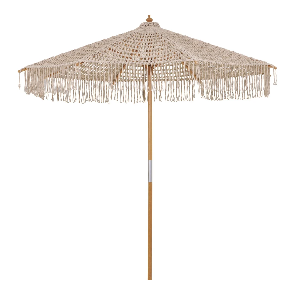 Martos Knitted Suncobran - Suncobran, pamuk, drveni stup, bež ø250 cm