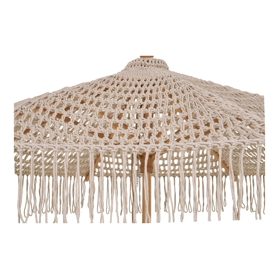 Martos Knitted Suncobran - Suncobran, pamuk, drveni stup, bež ø250 cm