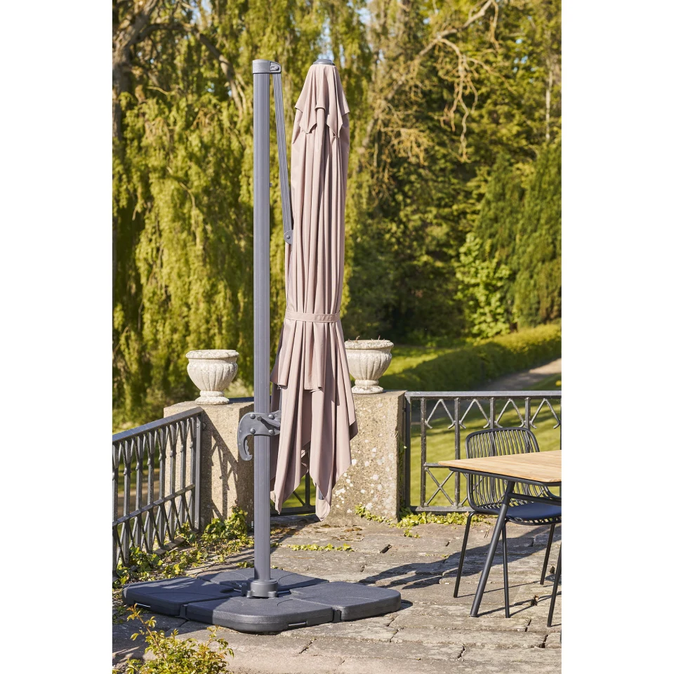 Baza Viseći suncobran - Viseći suncobran, uključujući baza za suncobran, alu stok, pješčana 295x295 cm