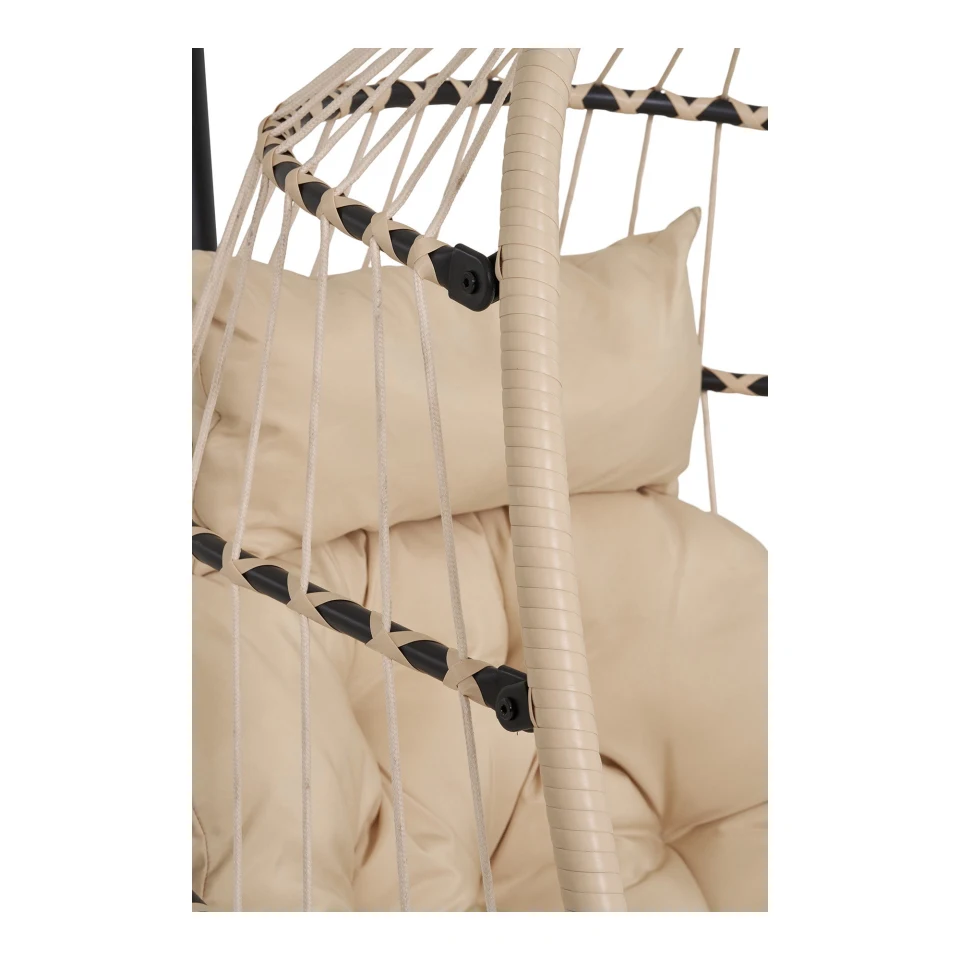 Patras Hanging Chair - Hanging chair, čelik stand, foldable seat, incl.jastuci, bež/siva/crna 195x117x107 cm