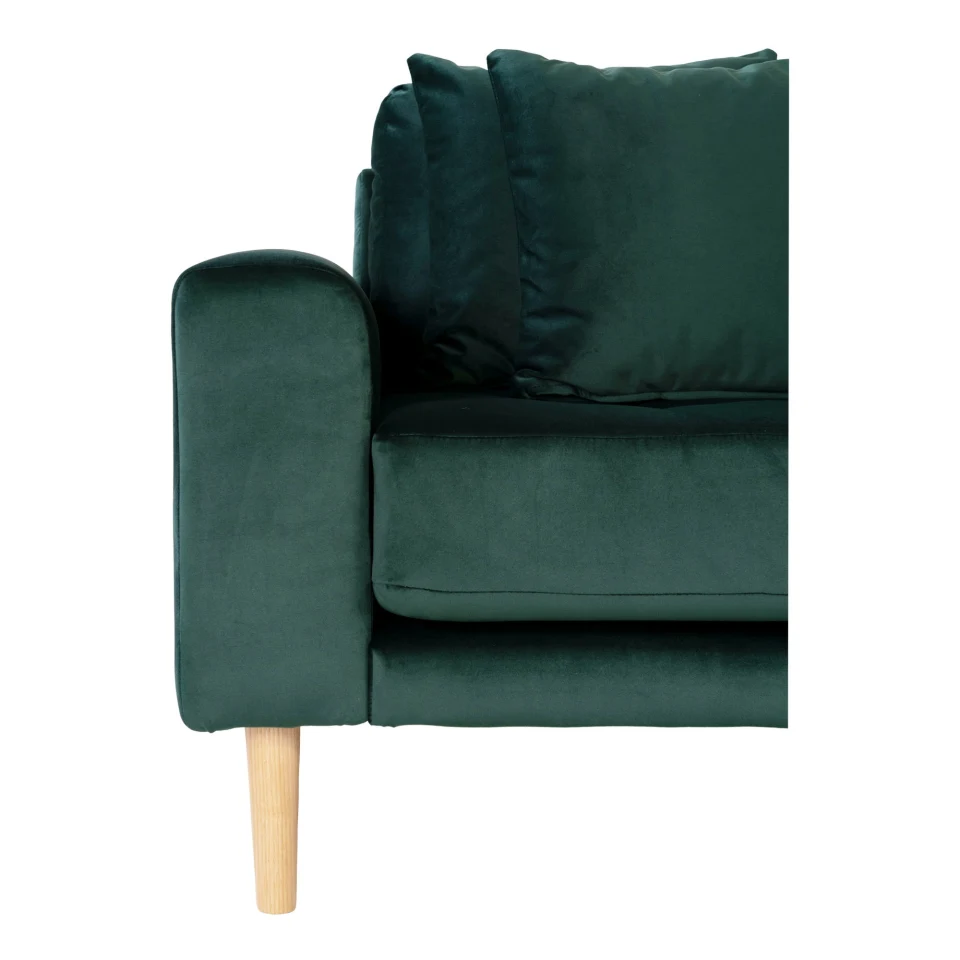Lido Lounge sofa - Lounge sofa, desni kut in tamnozelena baršun s four jastuci i prirodna drvene noge HN1006