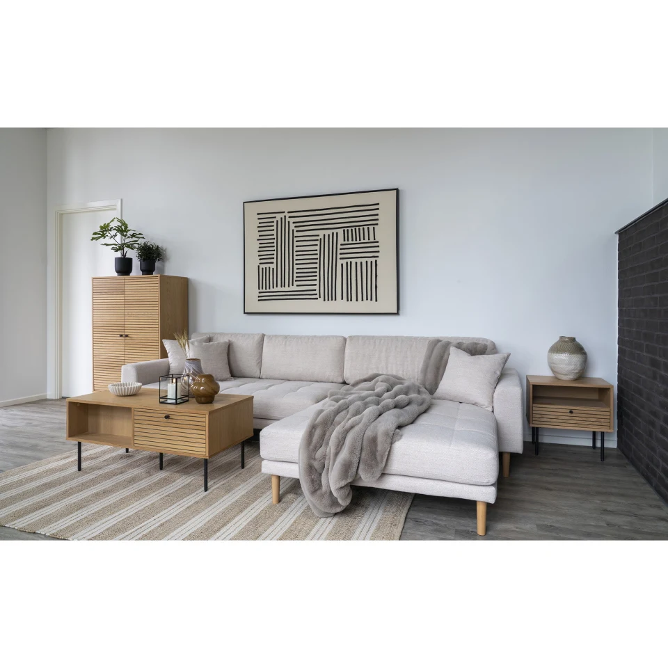 Lido Lounge sofa - Lounge sofa, desni kut in pješčana s four jastuci i prirodna drvene noge HN1050