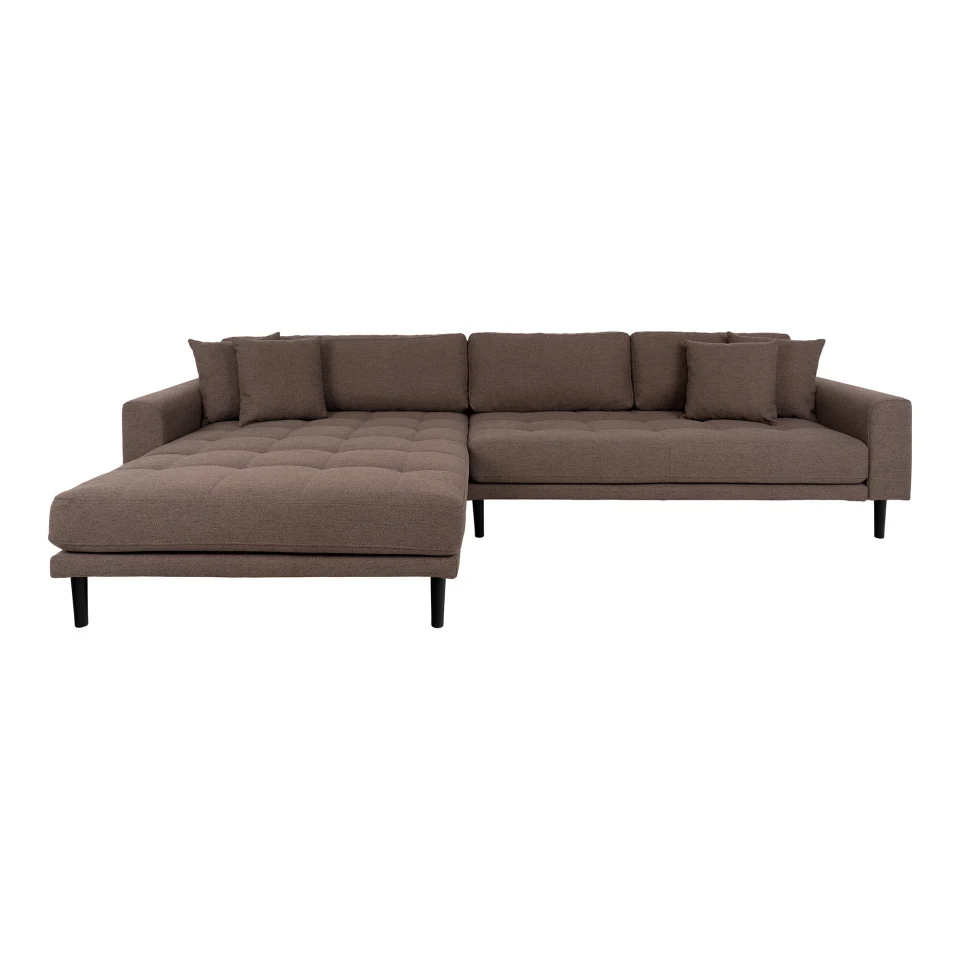 Lido Lounge sofa - Lounge sofa, lijevi kut in smeđa s four jastuci i crna drvene noge HN1055
