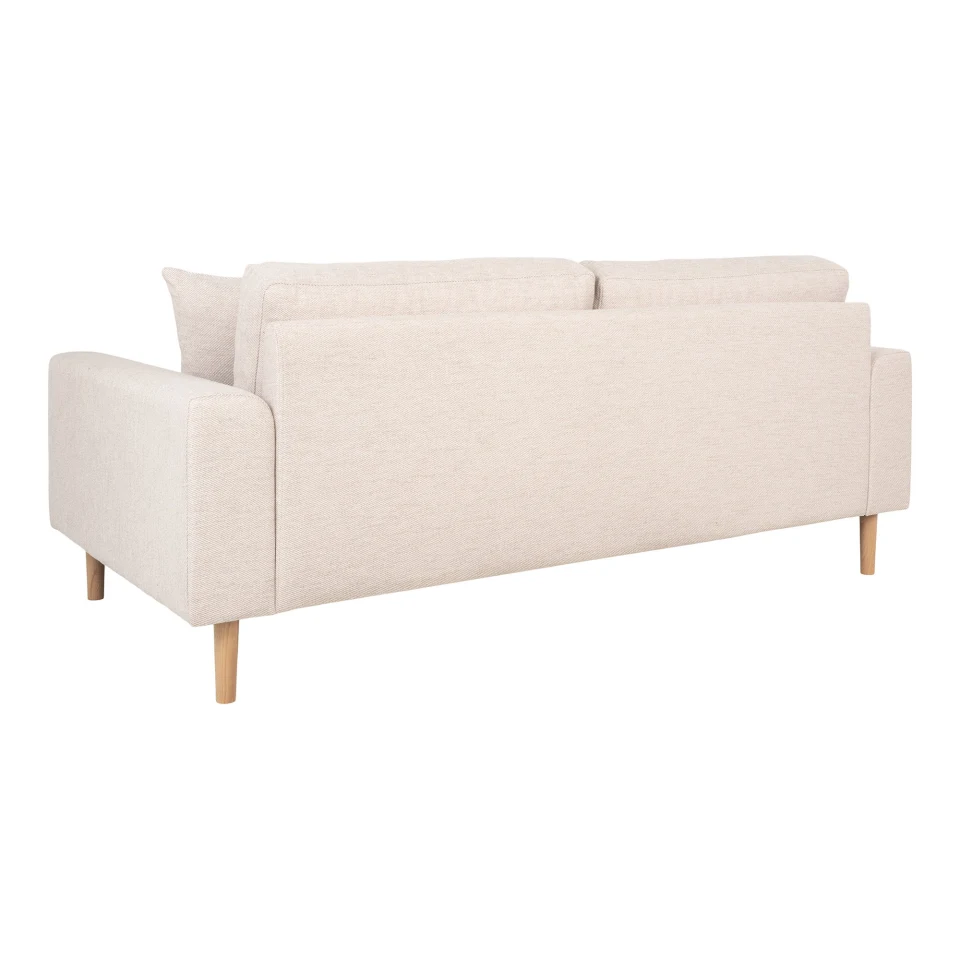 Lido 2.5 Seater Sofa - Sofa 2,5 sjedala, pješčana s dva jastuka i prirodna drvene noge HN1050