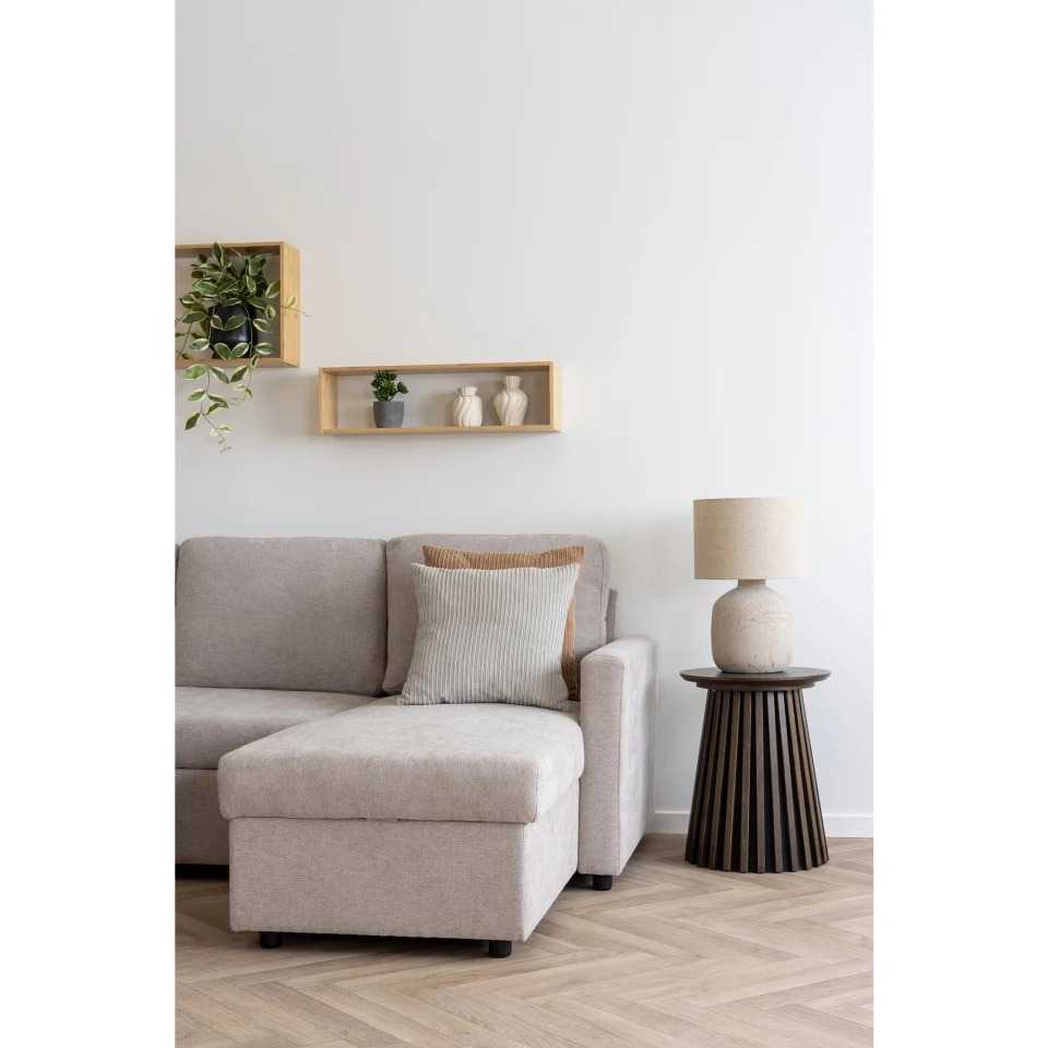 Belfast Kutna sofa na razvlačenje - Kutna sofa na razvlačenje sa spremištem, dark pješčana, prirodne noge HN1085