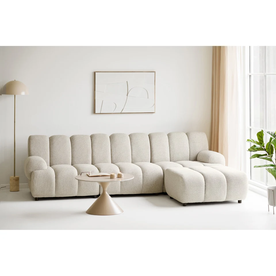 Taza 3.5 seater modularna sofa s tabure - 3.5 seater modularna sofa s tabure, pješčana, desni kut HN1422