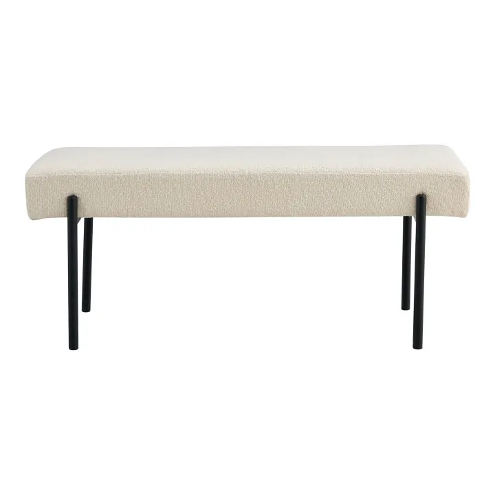 Swindon Klupa - Klupa, bouclé, bijela, crne noge 100x36x42,5 cm, HN1232