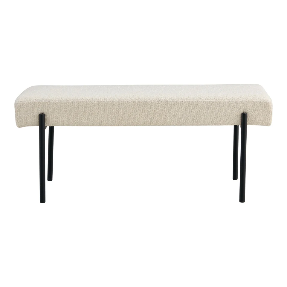 Swindon Klupa - Klupa, bouclé, bijela, crne noge 100x36x42,5 cm, HN1232
