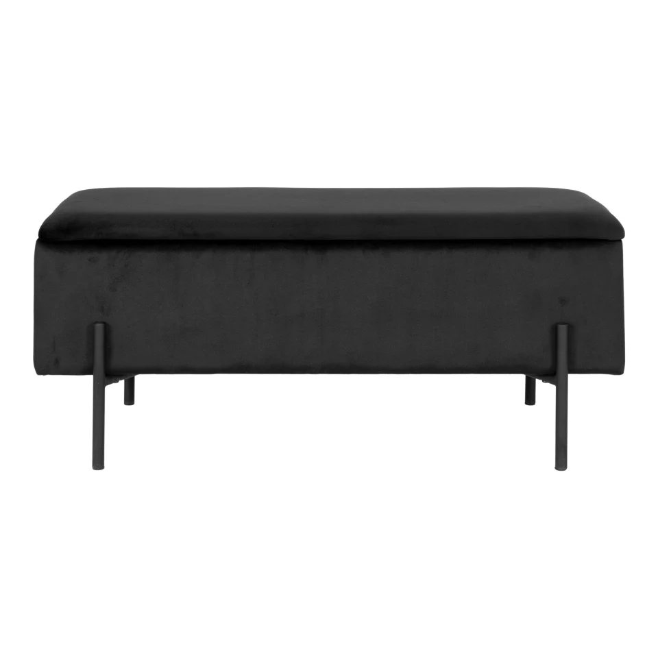 Watford Klupa - Klupa sa spremištem, baršun, crna 95x36,5x43 cm, HN1207