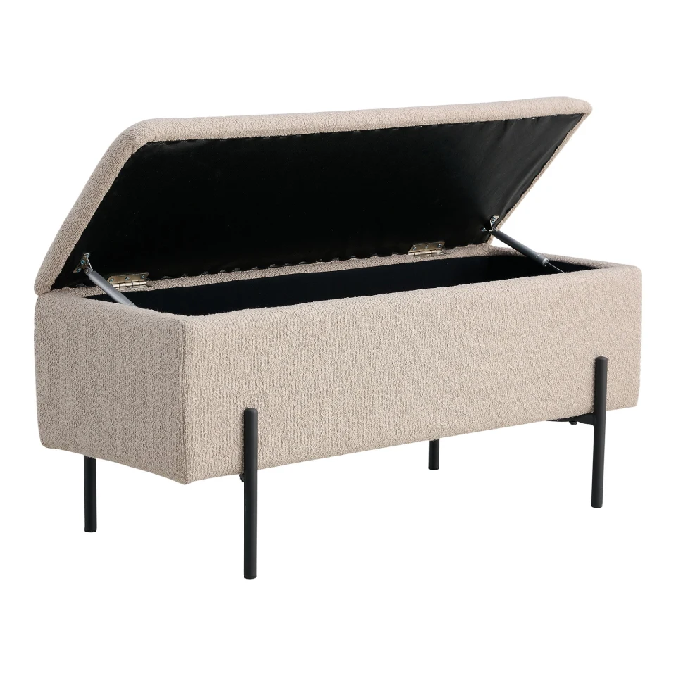 Watford Klupa - Klupa sa spremištem, bouclé, bež 95x36,5x43 cm, HN1233