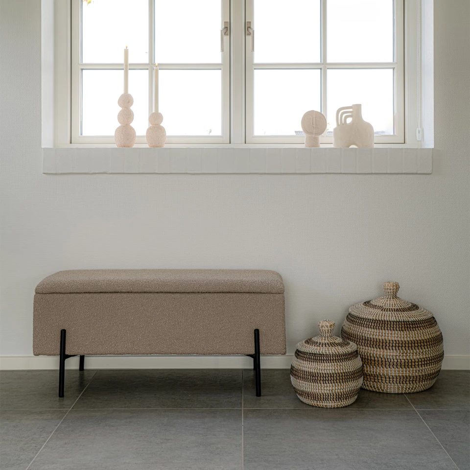 Watford Klupa - Klupa sa spremištem, bouclé, bež 95x36,5x43 cm, HN1233